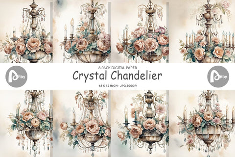 Digital Paper Crystal Chandelier Digital Pattern artnoy 