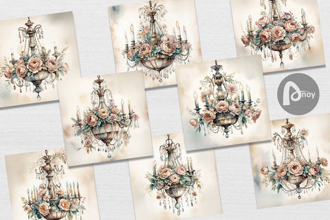 Digital Paper Crystal Chandelier Digital Pattern artnoy 