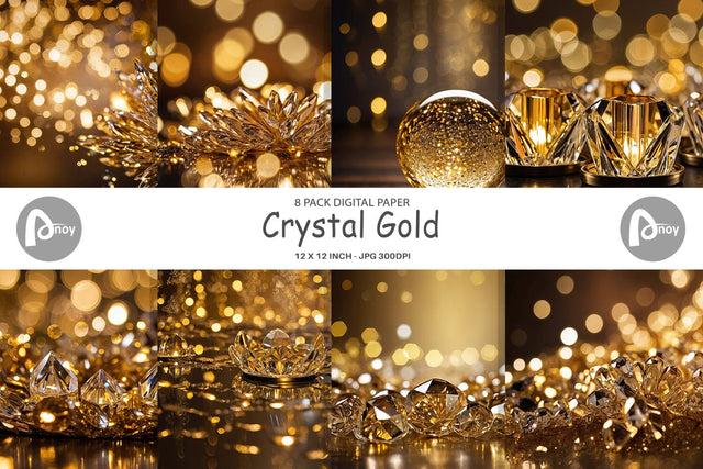 Digital Paper Crystal Gold Digital Pattern artnoy 