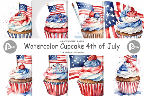 Digital Paper Cupcake 4th of July Sublimation artnoy 