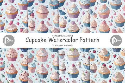 Digital Paper Cupcake Pattern Digital Pattern artnoy 