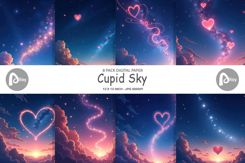 Digital Paper Cupid Sky Digital Pattern artnoy 