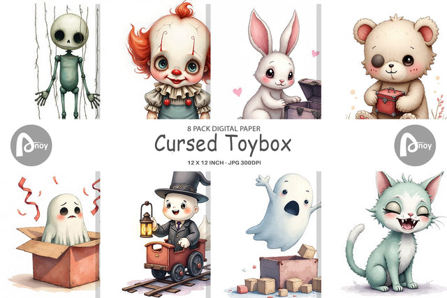 Digital Paper Cursed Toybox Digital Pattern artnoy 