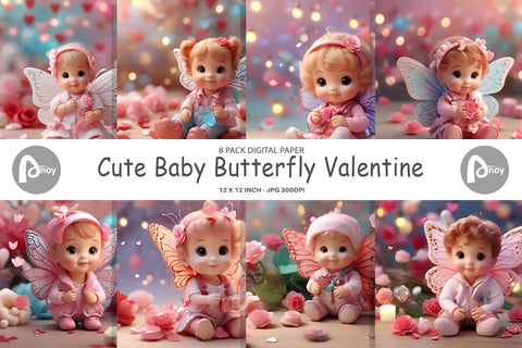 Digital Paper Cute Baby Butterfly Digital Pattern artnoy 
