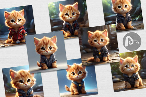 Digital Paper Cute Baby Cat Digital Pattern artnoy 