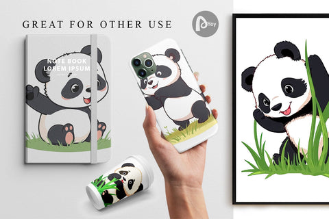Digital Paper Cute Baby Panda Digital Pattern artnoy 