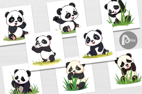 Digital Paper Cute Baby Panda Digital Pattern artnoy 