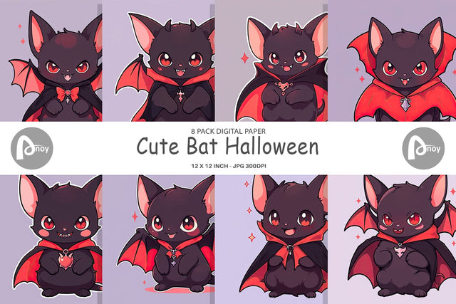 Digital Paper Cute Bat Halloween Digital Pattern artnoy 