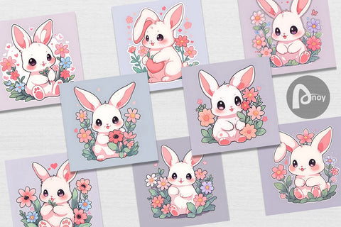Digital Paper Cute Bunny Illustration Digital Pattern artnoy 