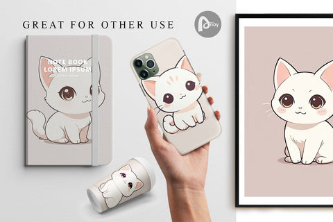 Digital Paper Cute Cartoon Cat Digital Pattern artnoy 