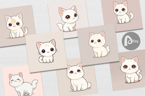 Digital Paper Cute Cartoon Cat Digital Pattern artnoy 