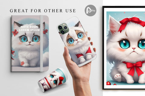 Digital Paper Cute Cat Christmas Digital Pattern artnoy 