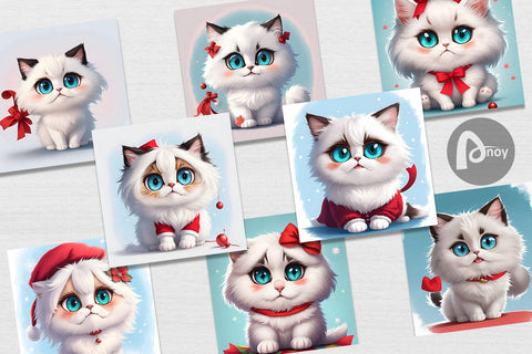 Digital Paper Cute Cat Christmas Digital Pattern artnoy 