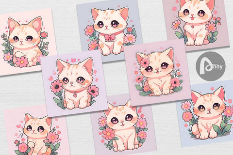 Digital Paper Cute Cat Illustration Digital Pattern artnoy 