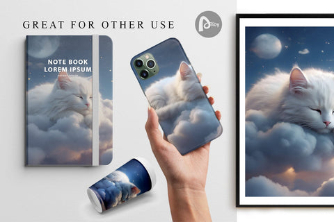 Digital Paper Cute Cat Sleeping Digital Pattern artnoy 