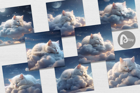 Digital Paper Cute Cat Sleeping Digital Pattern artnoy 