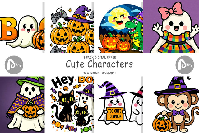 Digital Paper Cute Characters Digital Pattern artnoy 