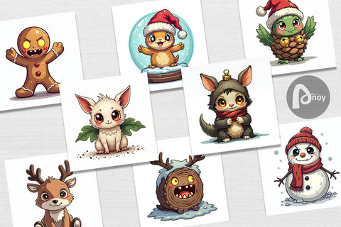 Digital Paper Cute Christmas Characters Digital Pattern artnoy 