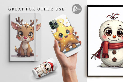 Digital Paper Cute Christmas Creatures Digital Pattern artnoy 