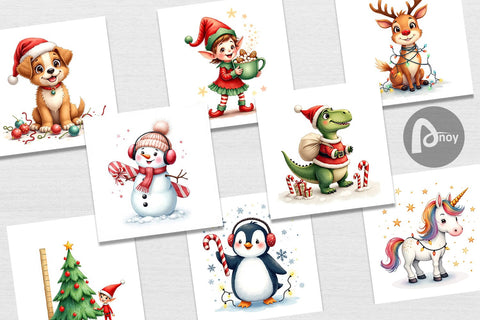 Digital Paper Cute Christmas Crew Digital Pattern artnoy 