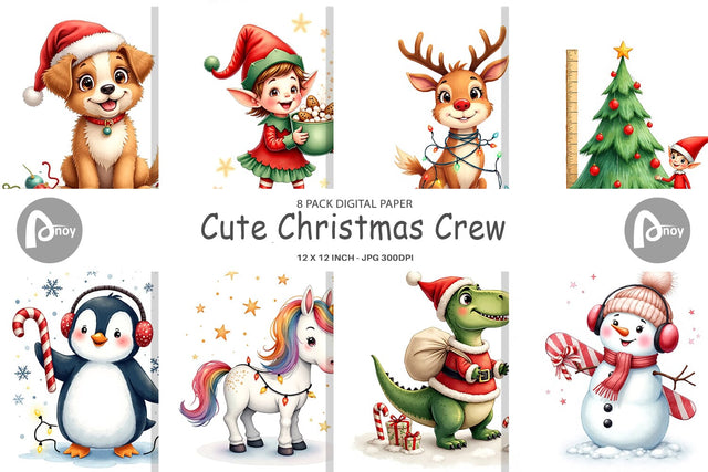 Digital Paper Cute Christmas Crew Digital Pattern artnoy 