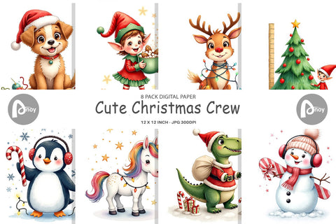 Digital Paper Cute Christmas Crew Digital Pattern artnoy 