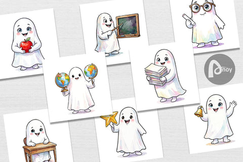 Digital Paper Cute Classroom Teacher Ghost Sublimation artnoy 
