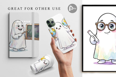 Digital Paper Cute Classroom Teacher Ghost Sublimation artnoy 