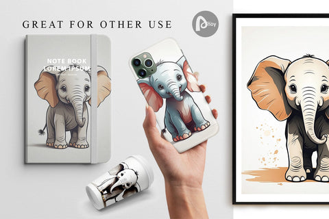 Digital Paper Cute Elephant Digital Pattern artnoy 