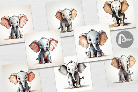 Digital Paper Cute Elephant Digital Pattern artnoy 