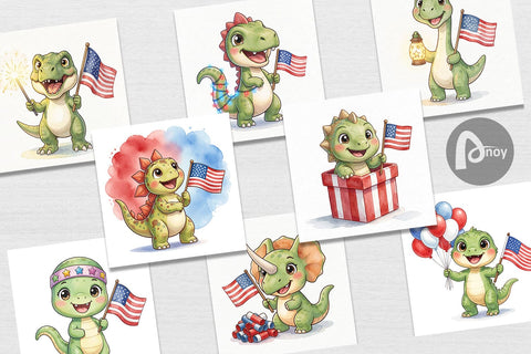 Digital Paper Cute Firework Sparkler Dino Watercolor Digital Pattern artnoy 