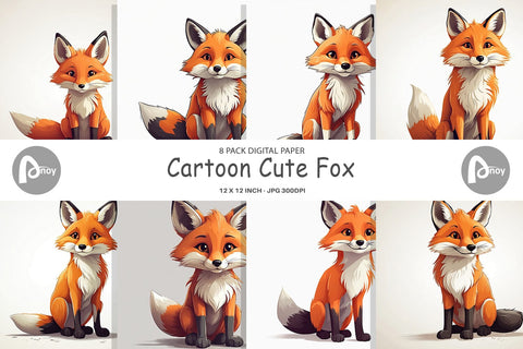 Digital Paper Cute Fox Digital Pattern artnoy 