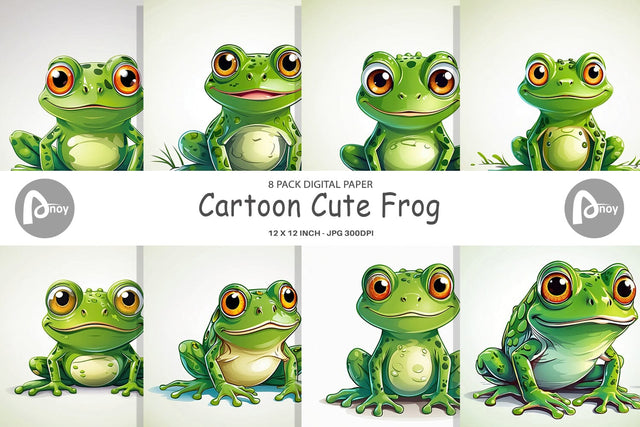 Digital Paper Cute Frog Digital Pattern artnoy 