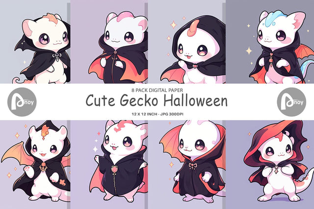 Digital Paper Cute Gecko Halloween Digital Pattern artnoy 