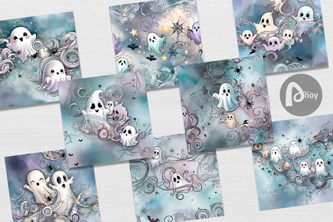 Digital Paper Cute Ghost Pattern Digital Pattern artnoy 
