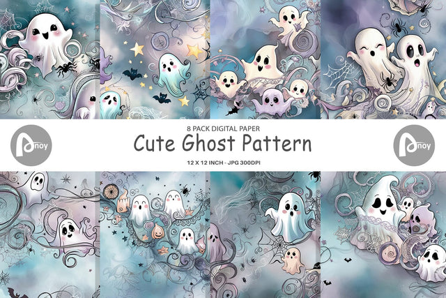 Digital Paper Cute Ghost Pattern Digital Pattern artnoy 