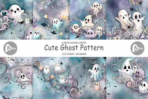 Digital Paper Cute Ghost Pattern Digital Pattern artnoy 
