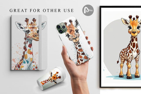 Digital Paper Cute Giraffe Digital Pattern artnoy 