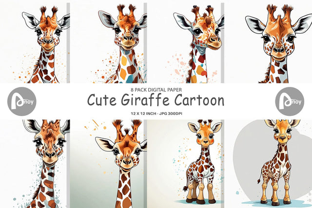 Digital Paper Cute Giraffe Digital Pattern artnoy 