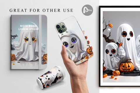 Digital Paper Cute Halloween Ghost Digital Pattern artnoy 
