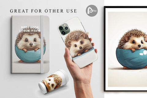 Digital Paper Cute Hedgehog Digital Pattern artnoy 