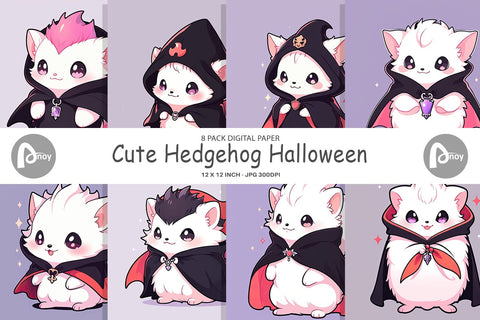 Digital Paper Cute Hedgehog Halloween Digital Pattern artnoy 