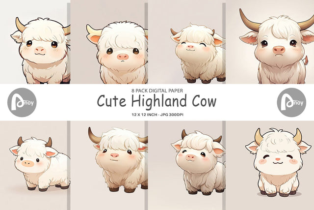 Digital Paper Cute Highland Cow Digital Pattern artnoy 