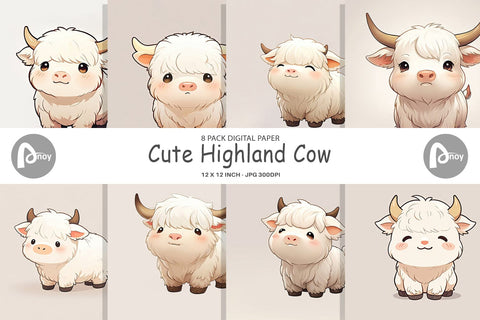 Digital Paper Cute Highland Cow Digital Pattern artnoy 