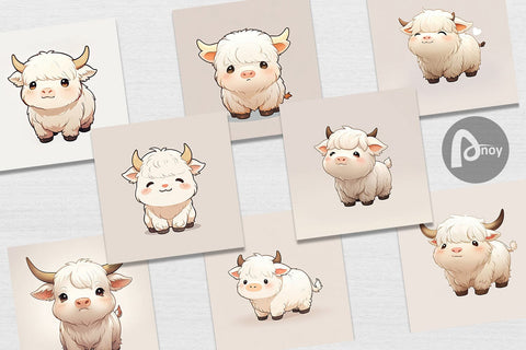 Digital Paper Cute Highland Cow Digital Pattern artnoy 