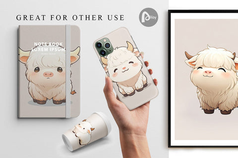 Digital Paper Cute Highland Cow Digital Pattern artnoy 