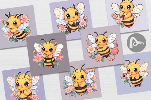 Digital Paper Cute Honey Bee Digital Pattern artnoy 