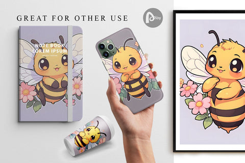 Digital Paper Cute Honey Bee Digital Pattern artnoy 