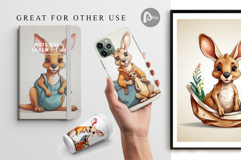 Digital Paper Cute Kangaroo Digital Pattern artnoy 