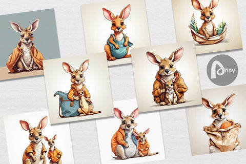 Digital Paper Cute Kangaroo Digital Pattern artnoy 